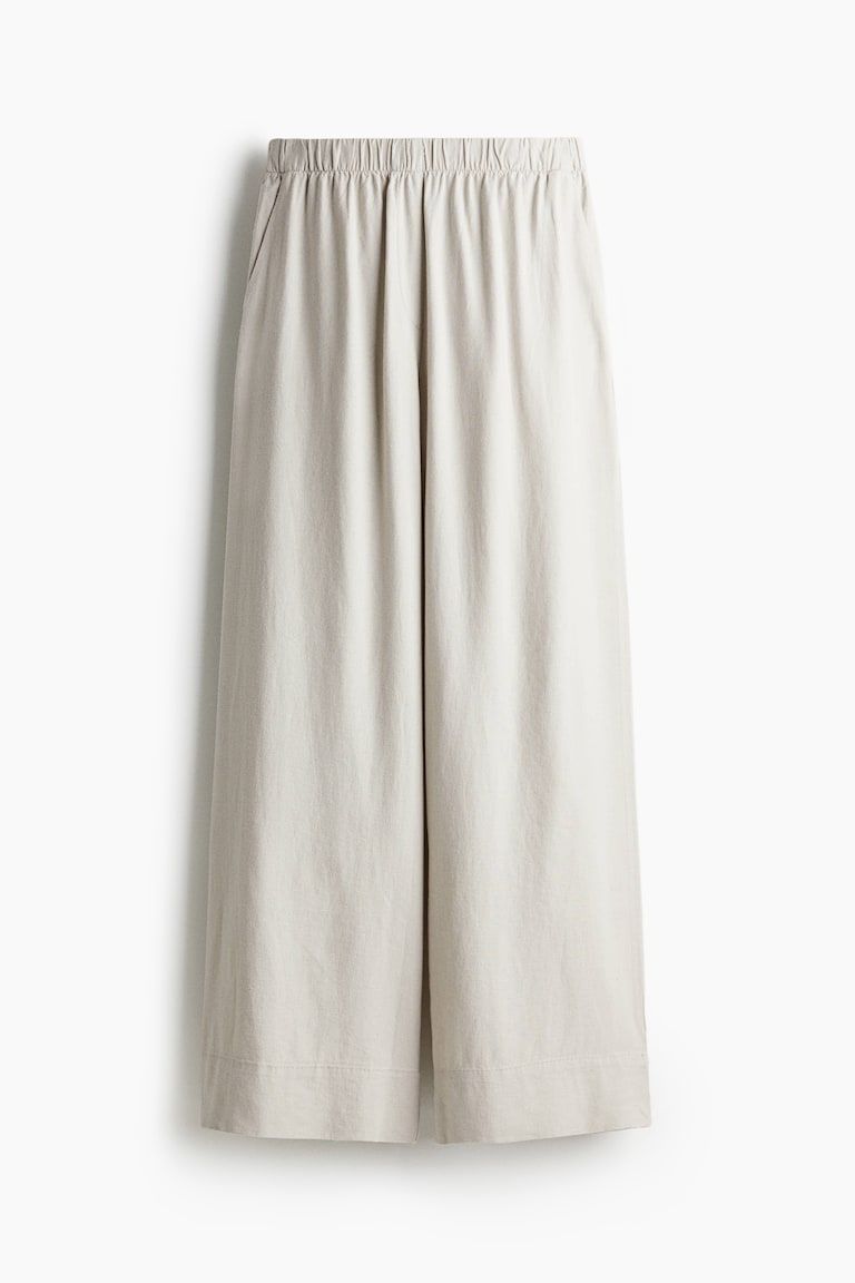 Wide-Leg Linen-Blend Pants