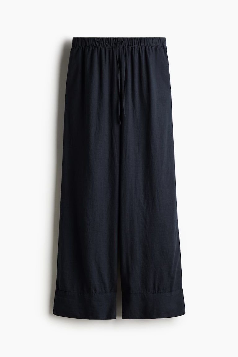 Wide-Leg Linen-Blend Pants