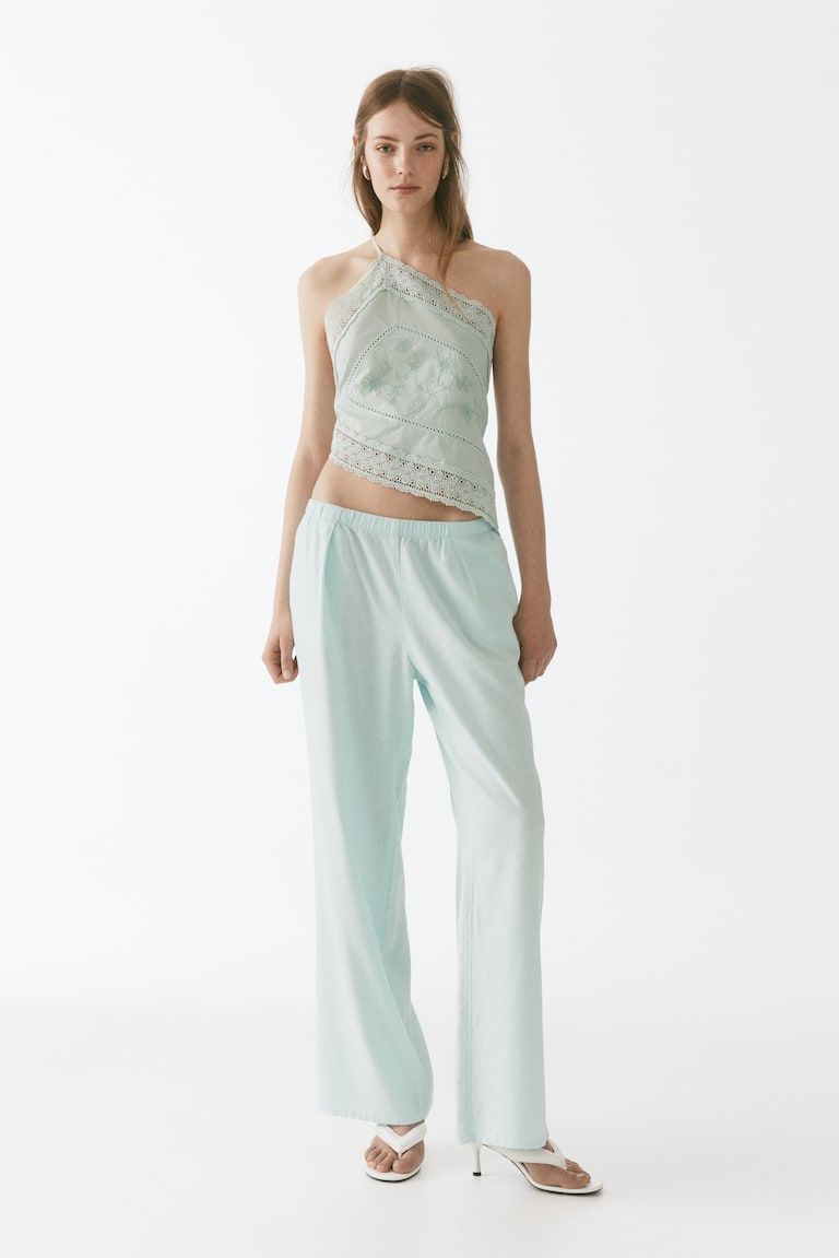 Wide-Leg Linen-Blend Pants
