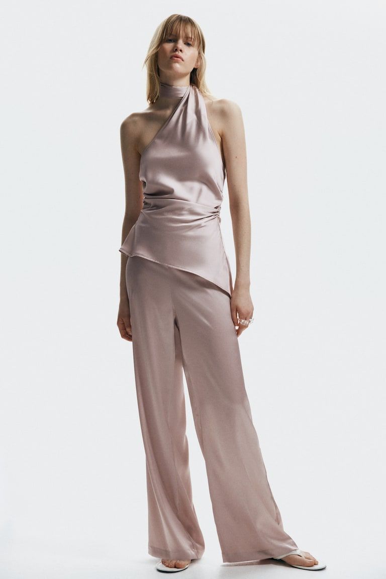 Wide-Leg Satin Pants