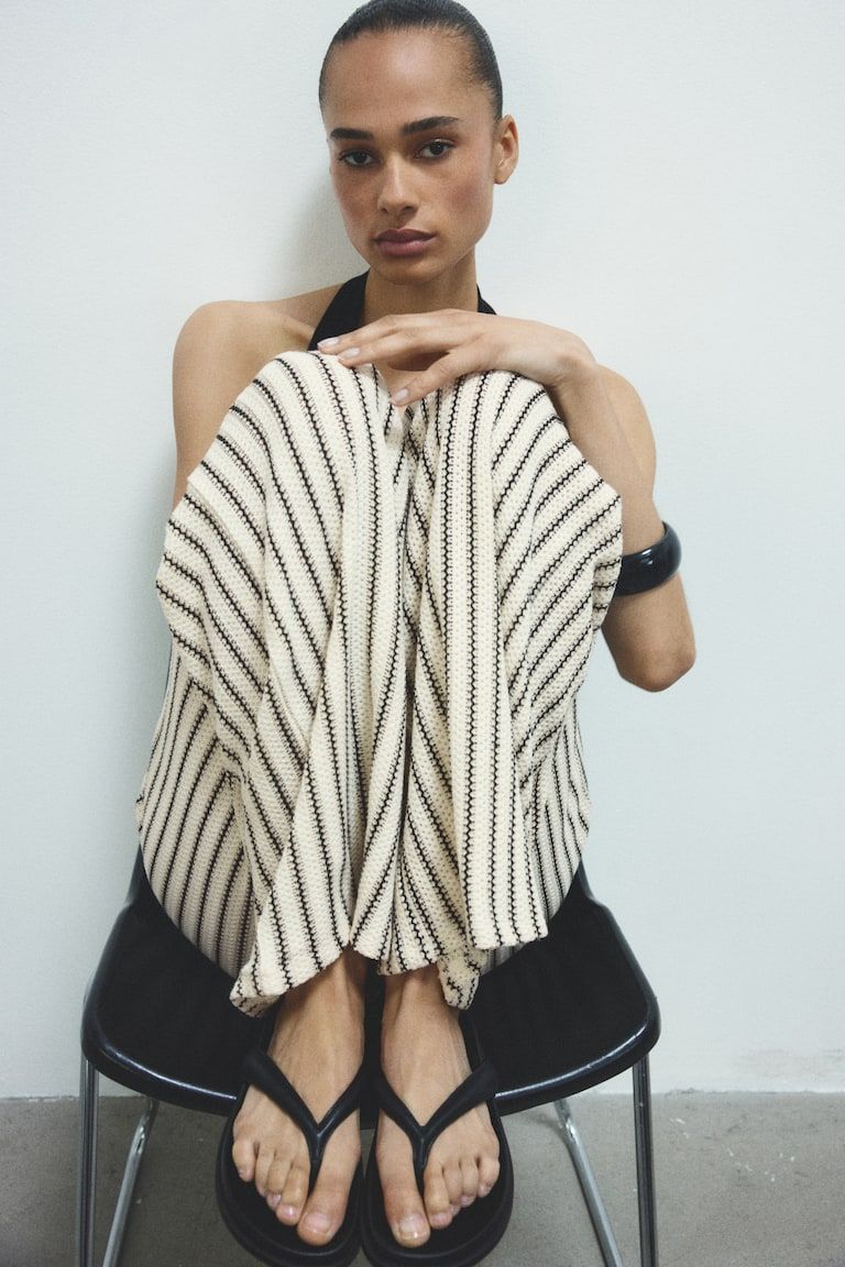Wide-Leg Textured-Knit Pants