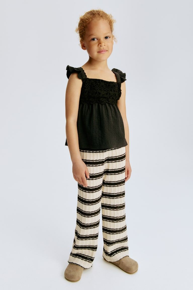 Wide-Leg Textured-Knit Pants