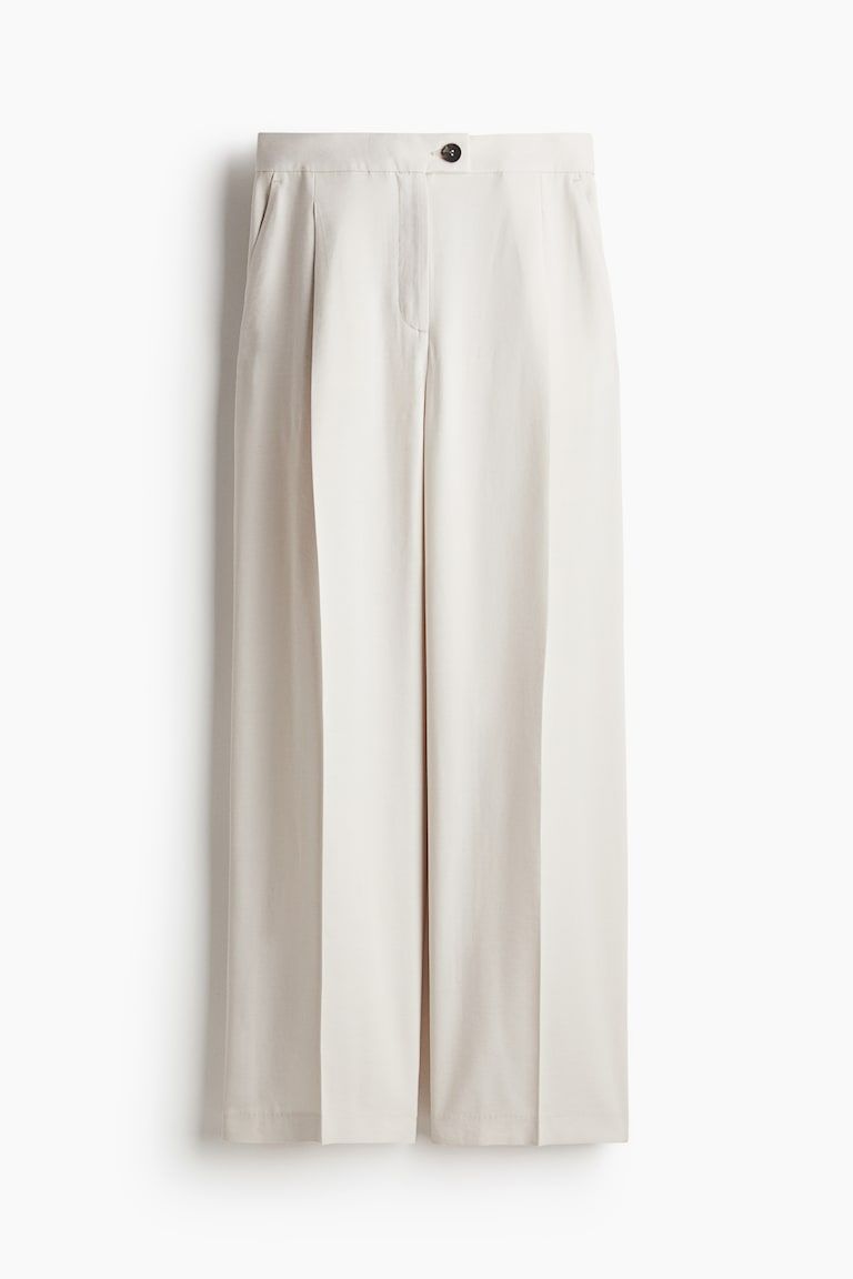 Wide-Leg Twill Pants