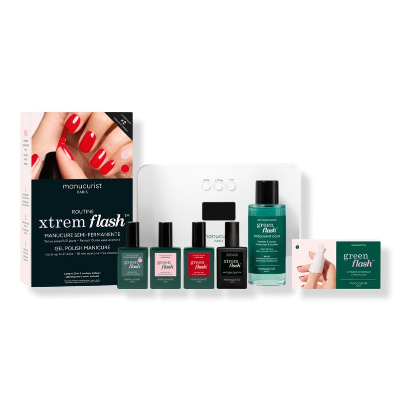 Xtrem Flash Gel Nail Polish Kit with LED Lamp and Gel Top Coat